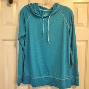 Women's Jockey Lightweight Long Sleeve Shirt with Hoodie - Blue